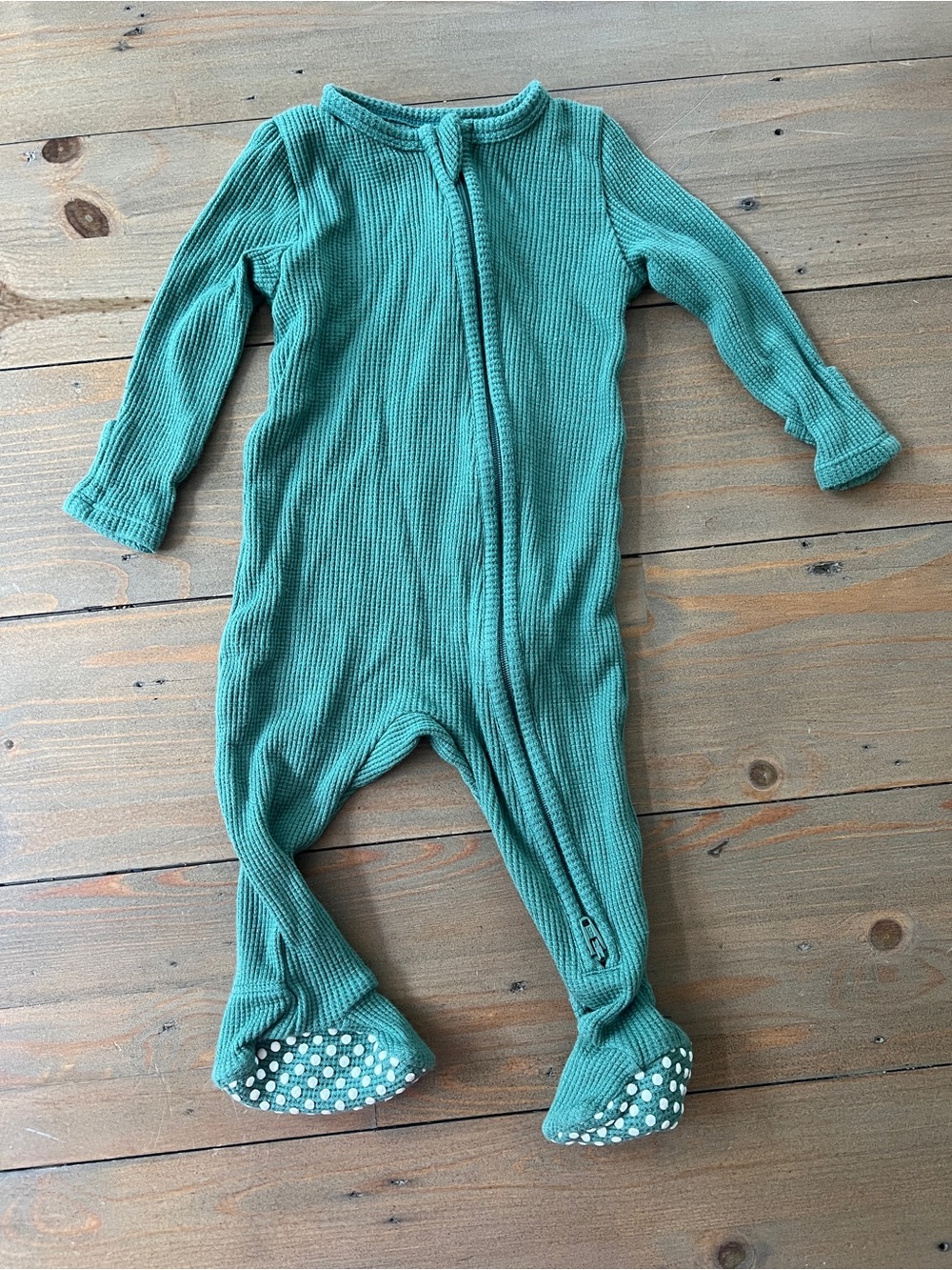 Angel Dear Teal Ribbed Two-Way Zip Bamboo Sleeper - 3-6 Months